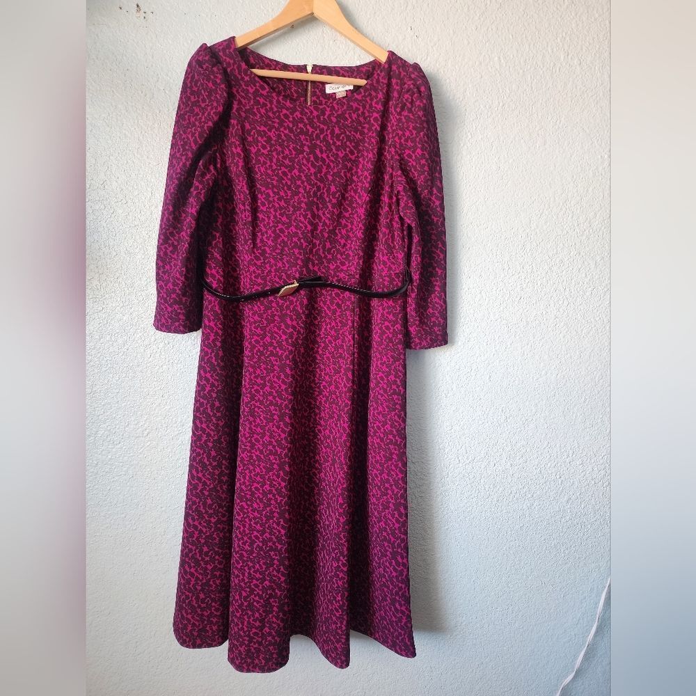 Calvin Klein Fuchsia and Black Long Sleeve Dress